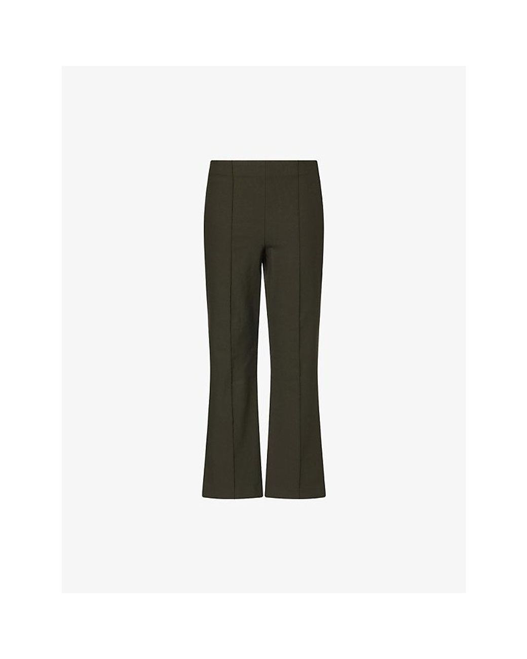 Vince Green Mid-Rise Flared Stretch-Cotton Trousers