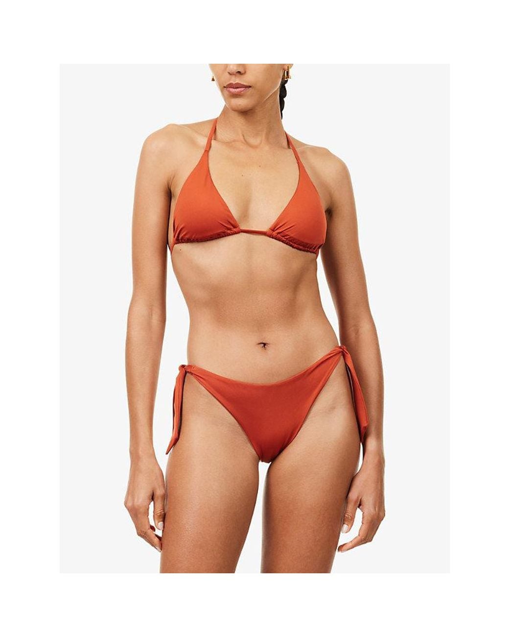 Max Mara Red Baby Triangle Self-Tie Bikini Set