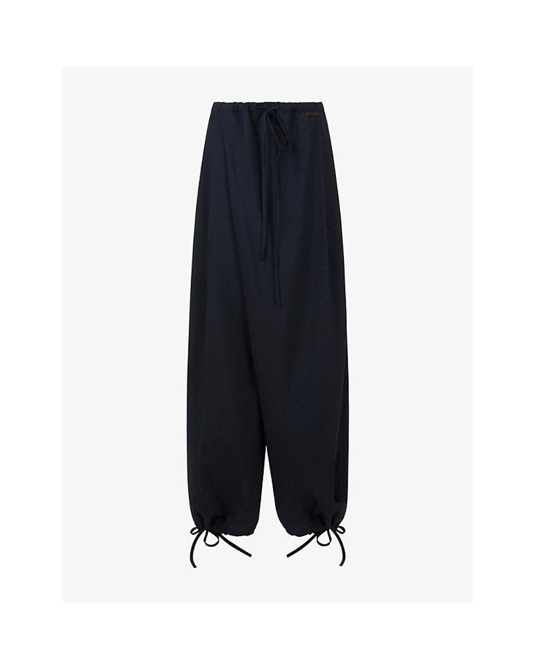 Marni Blue Wide-Leg Drawstring Wool Trousers