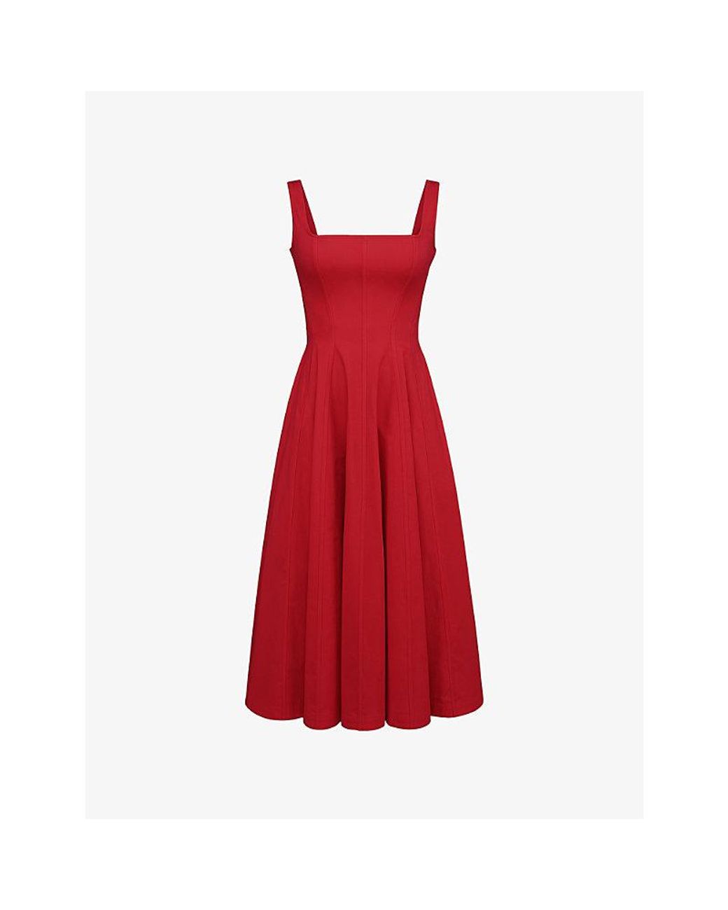 house of cb red midi dress House OF CB Coquette Sweetheart-Neck Midi Dress