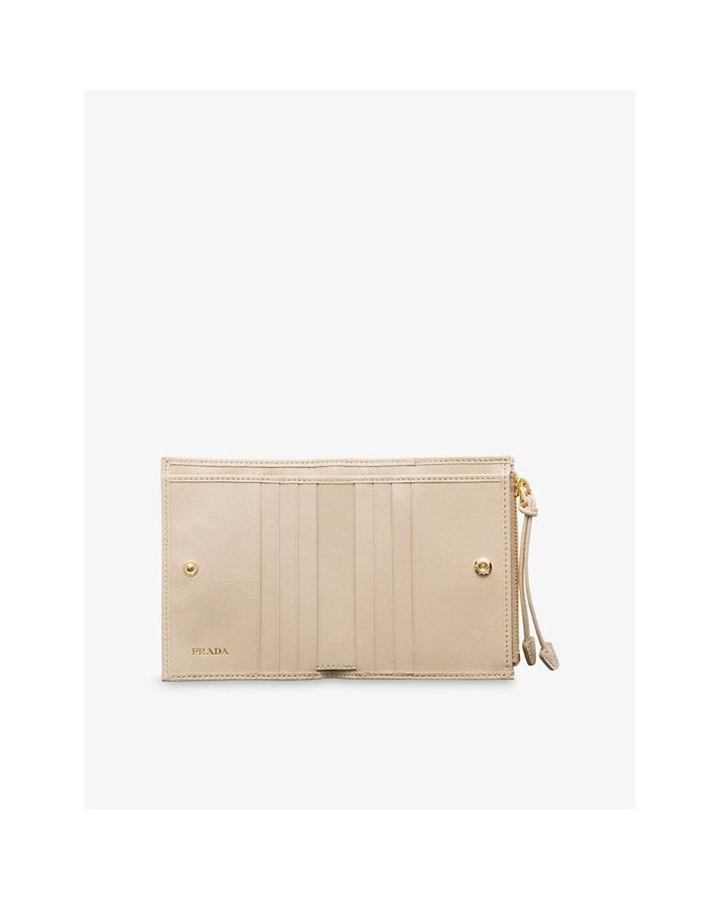 Prada Natural Triangle-Logo Small Leather Wallet