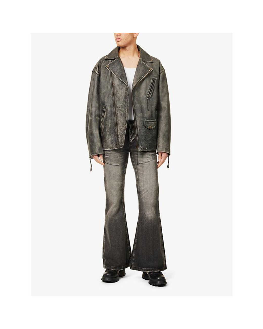 Jaded London Blaze Faded-Wash Flared-Leg Denim Jeans in Gray for