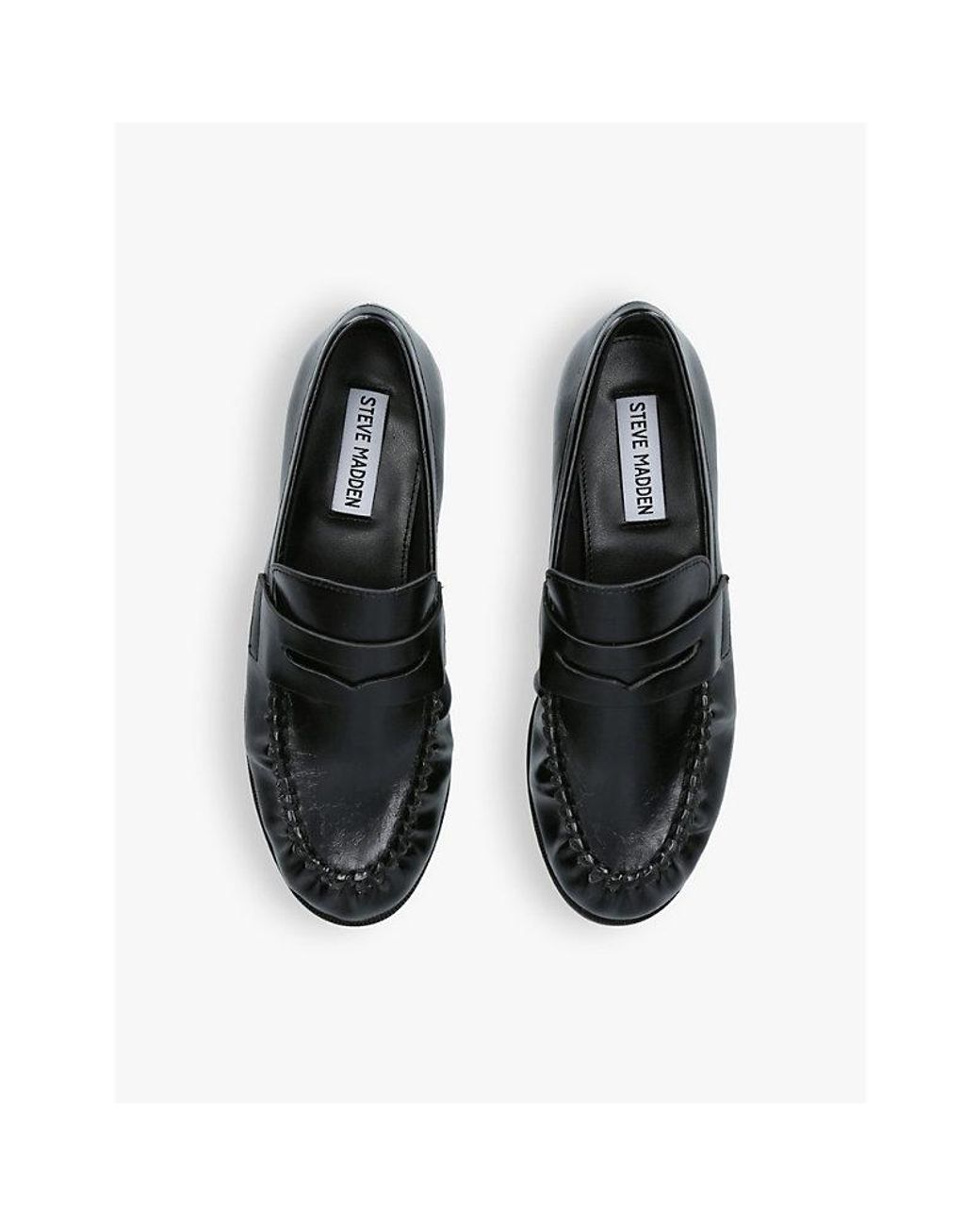 Steve Madden Black Gala Faux-Leather Penny Loafers