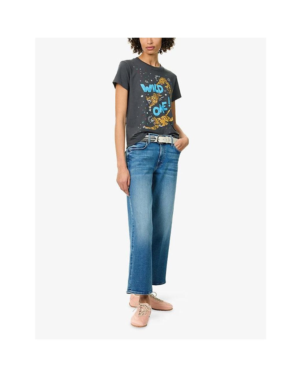 Mother Blue The Mid-Rise Tunnel Vision Straight-Leg Jeans