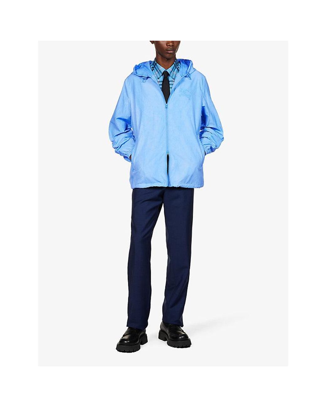 Burberry Hackney Brand-print Regular-fit Cotton-blend Jacket in Blue for  Men | Lyst