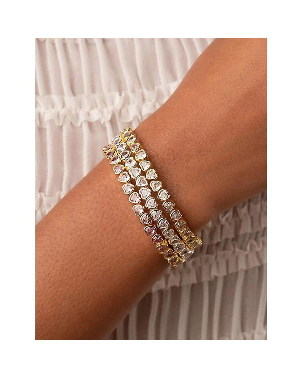 Lisa Gozlan White The Heart Flex Sterling-Plated Brass And Cubic Zirconia Tennis Bracelet