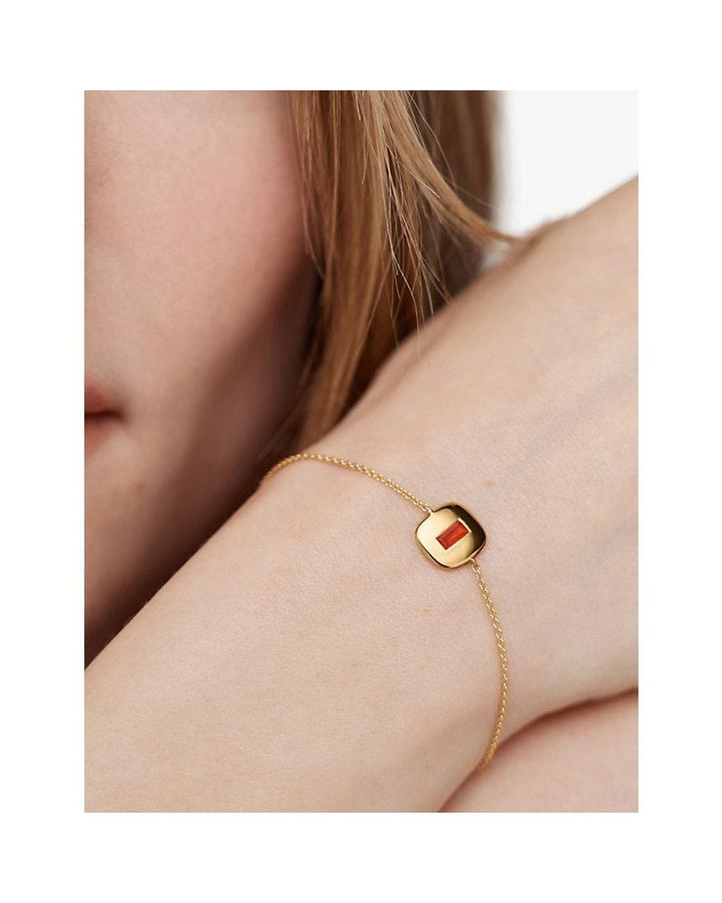 Monica Vinader Metallic Gemdrop 18Ct Vermeil And Onyx Chain Bracelet