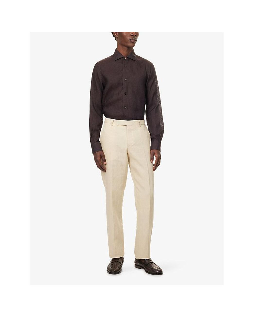 Paul Smith Brown Long-Sleeve Linen Shirt for men