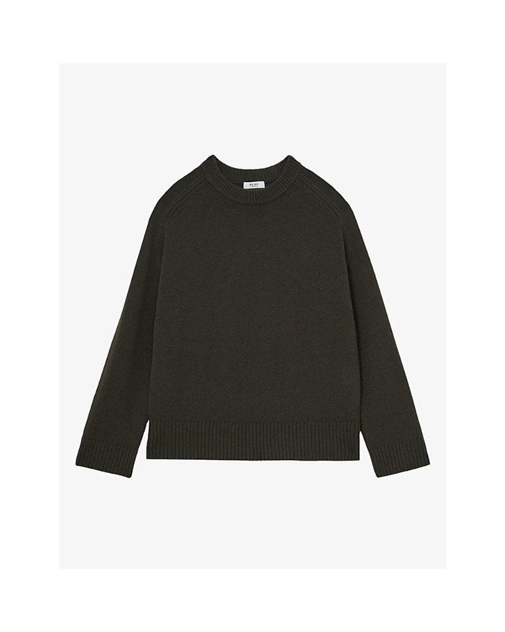 Reiss Black Riley Long-Sleeve Wool And Cashmere Jumper