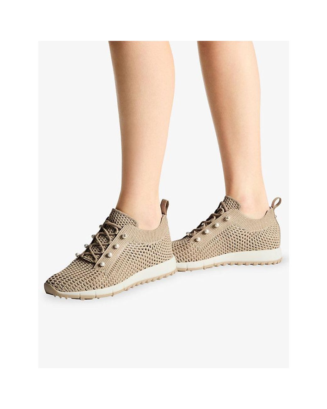 Jimmy Choo Natural Veles Crochet Knitted Trainers