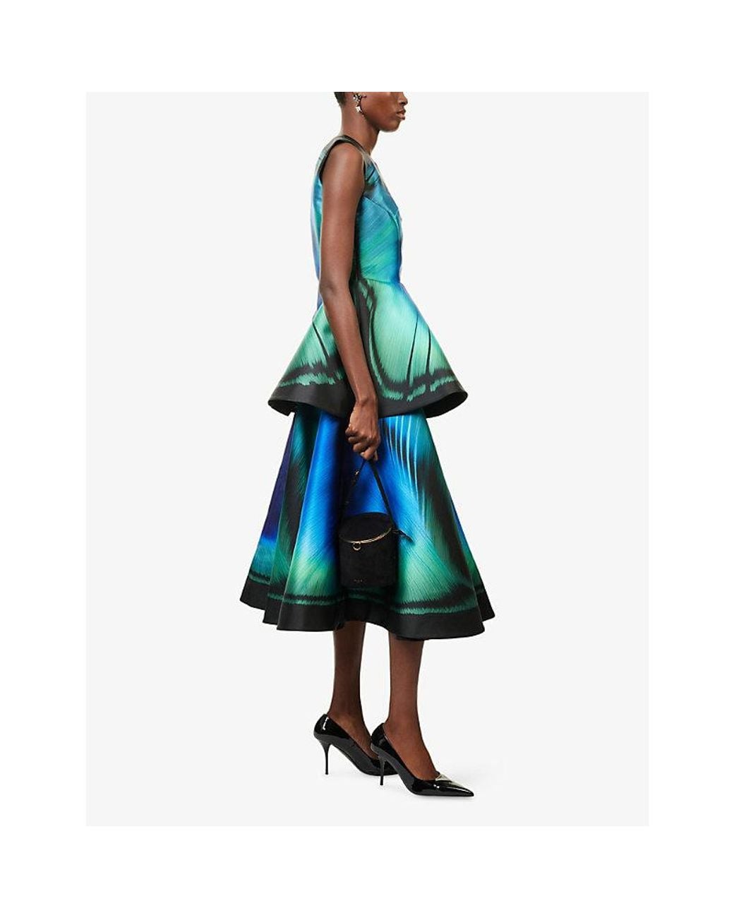 Mary Katrantzou Blue Stowe Bonded-Crepe Midi Skirt