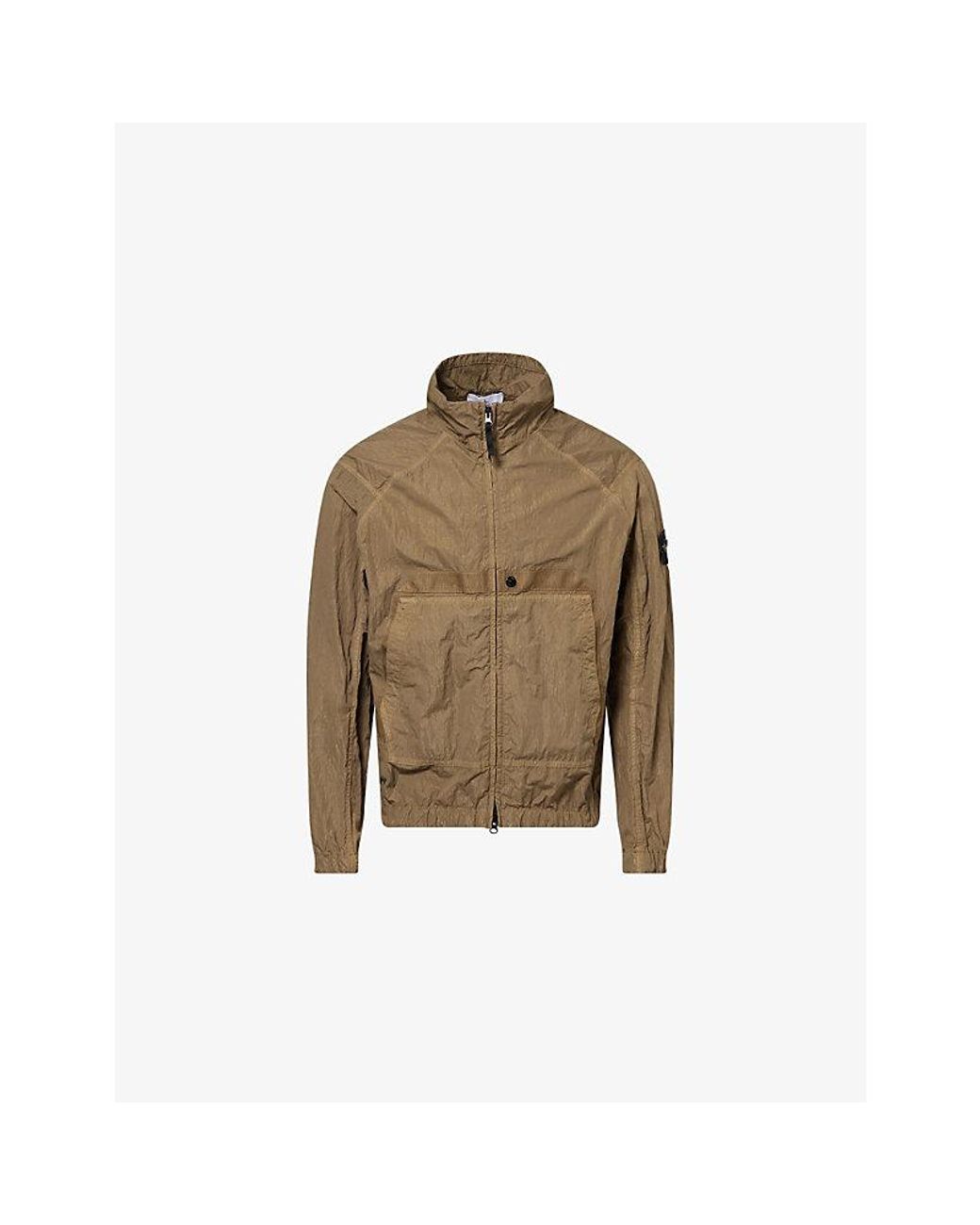 Stone Island Brown Warp Rib Stand-Collar Nylon Jacket for men