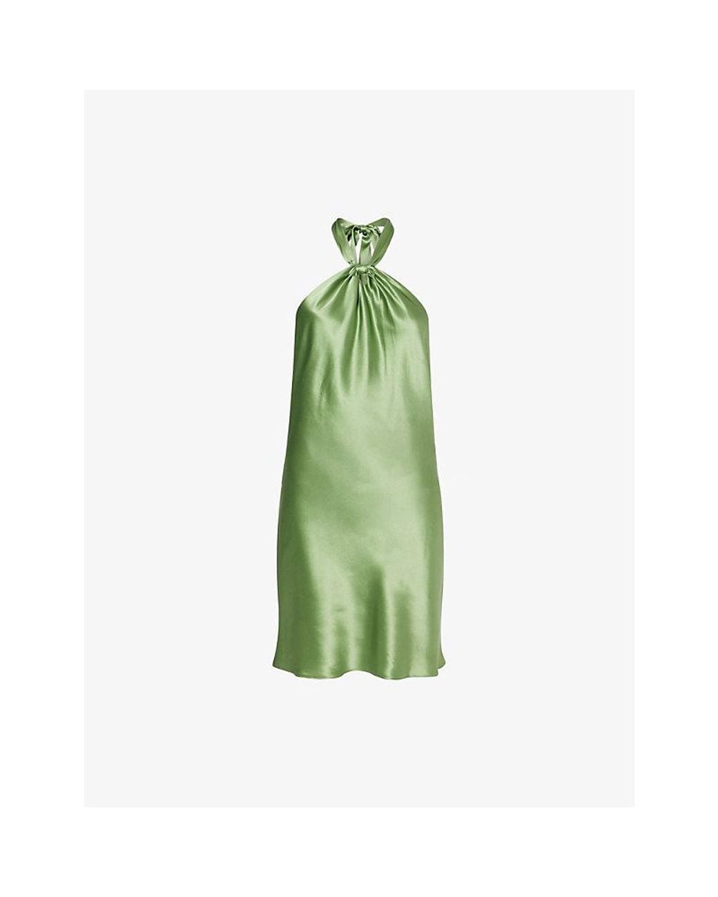 Reformation Green Opaline Halter-Neck Silk Mini Dress