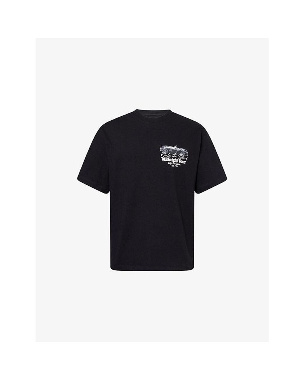 Only the Blind Black Midnight Tour Print Cotton T-Shirt for men