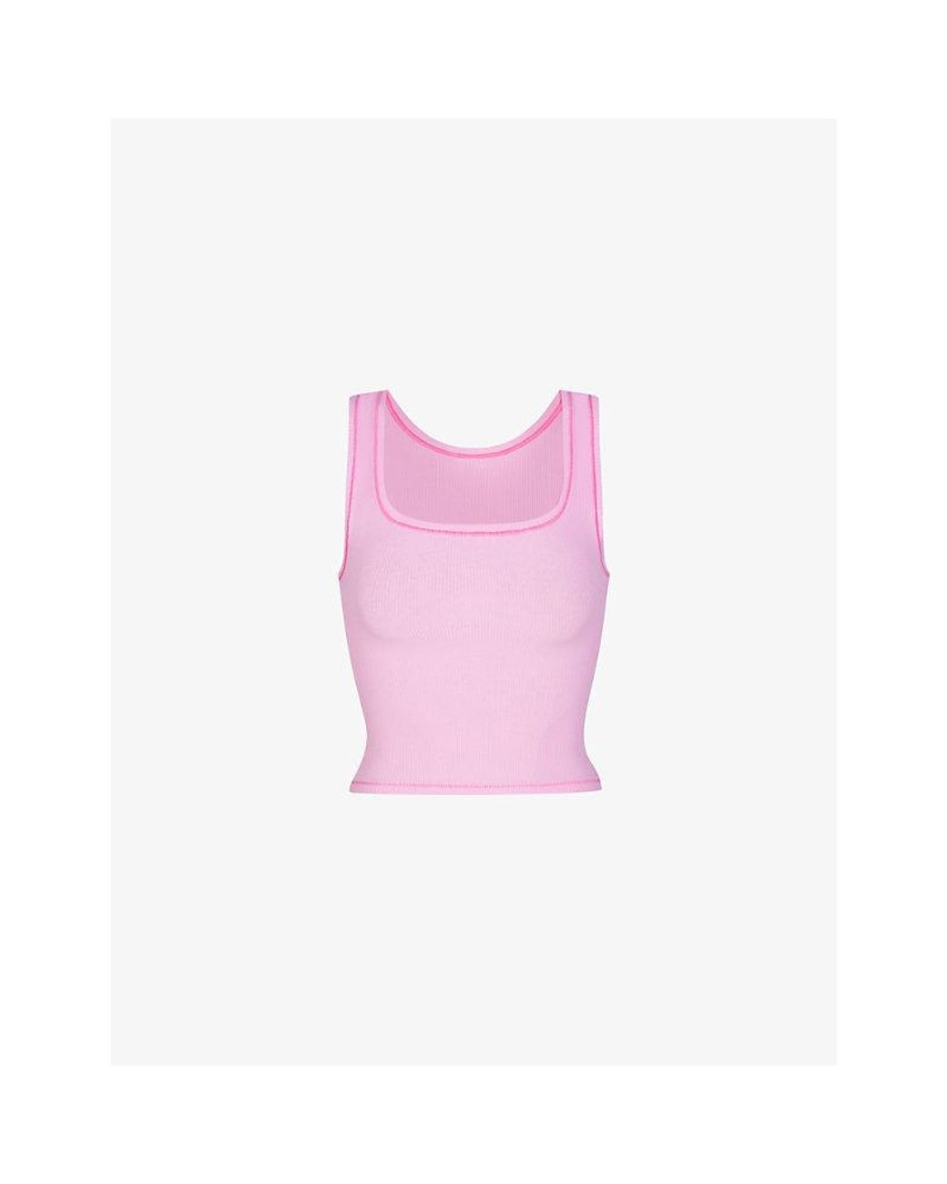 Skims Cotton Rib Scoop-neck Stretch-cotton Tank Top in Pink