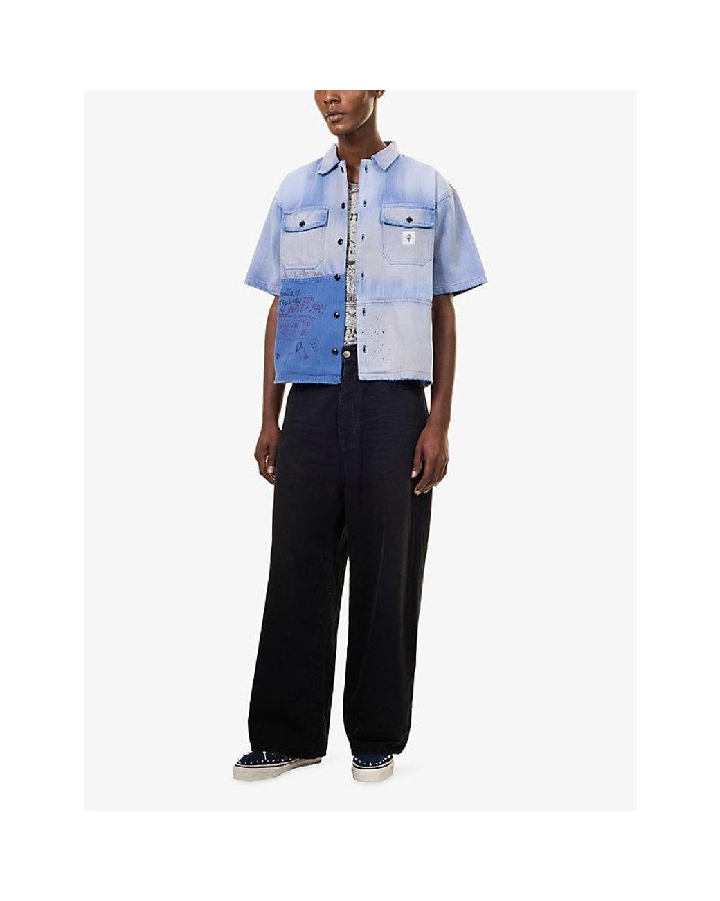 Paly Hollywood Blue Love Herringbone Cotton Work Shirt for men