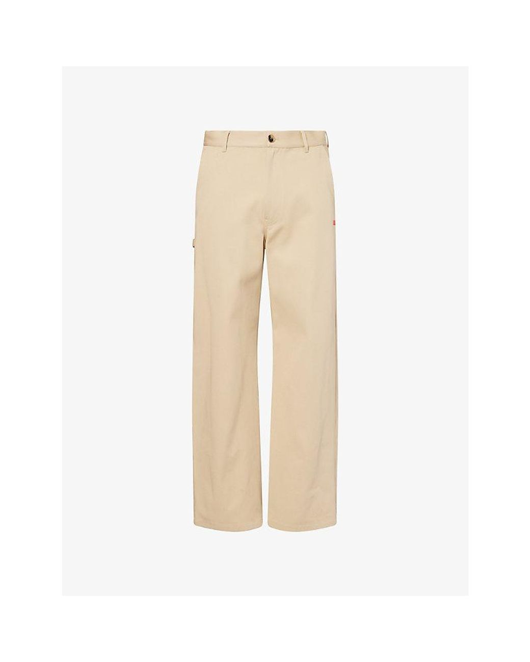Loewe Natural Anagram-Embroidered Cotton-Twill Trousers for men