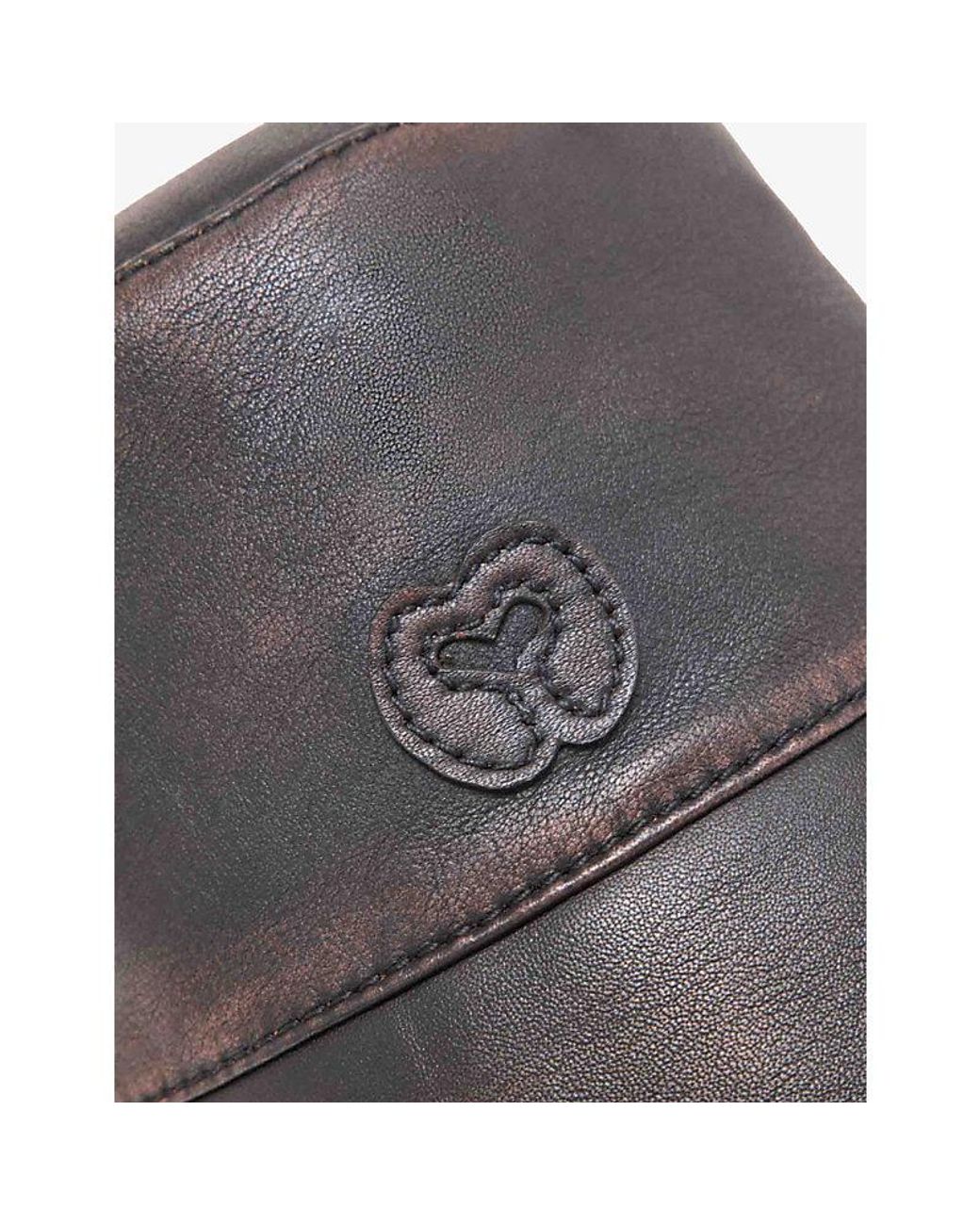 Maje Black Logo-Appliqué Distressed Leather Bucket Hat