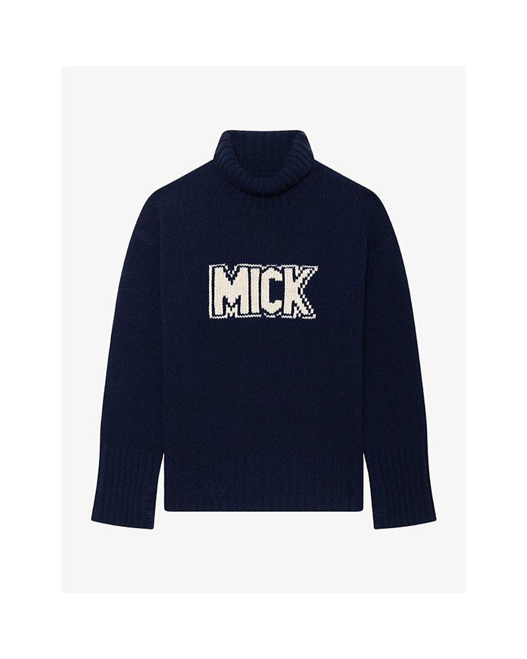 Zadig & Voltaire Blue Solma Mick High-Neck Merino-Wool Jumper