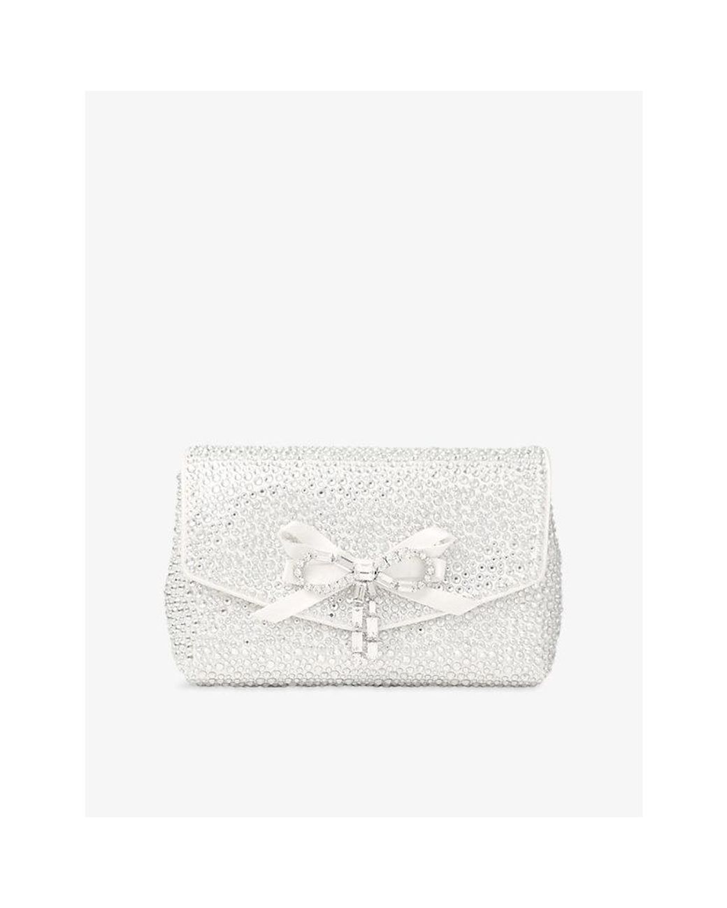 Jimmy Choo White Soft Bow Mini Satin Clutch Bag
