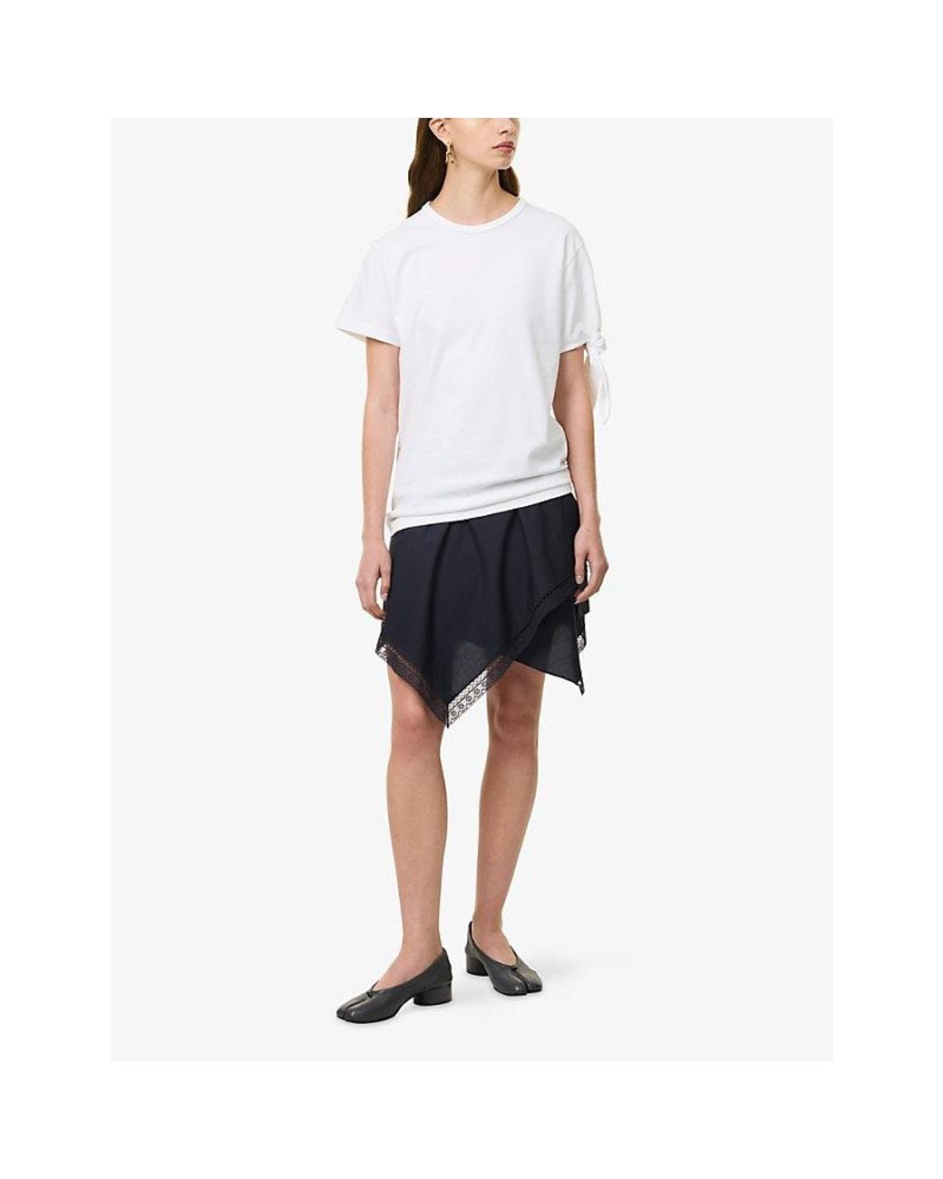 J.W. Anderson Blue Handkerchief Lace-Trim Cotton Mini Skirt