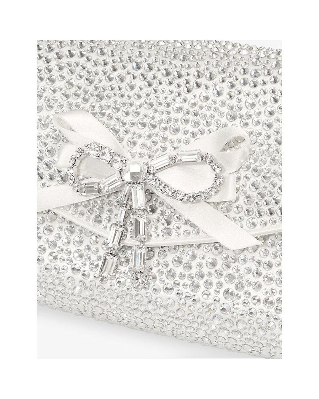 Jimmy Choo White Soft Bow Mini Satin Clutch Bag