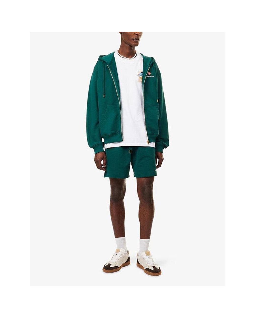 Casablanca Green Classic Zip-Up Cotton-Jersey Hoody for men