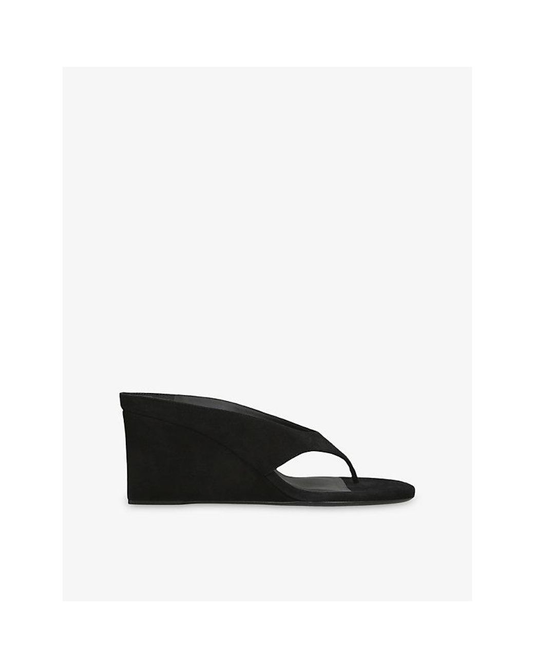 Alaïa Black Tong 75 Suede Wedge Sandals