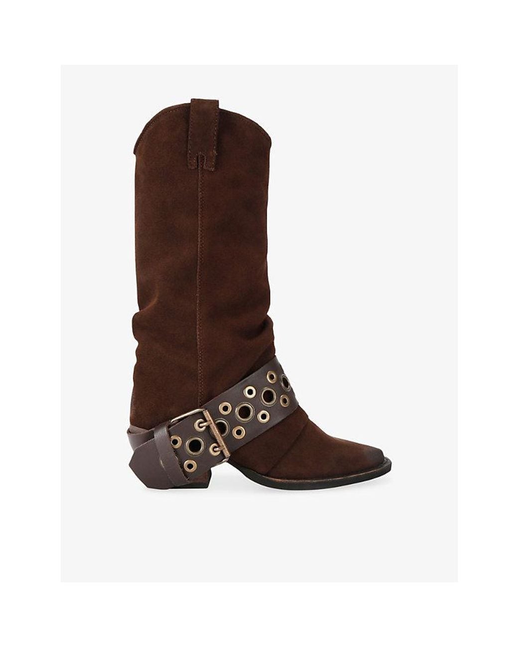 Steve Madden Brown Ashwood Suede Buckle Knee-High Boots