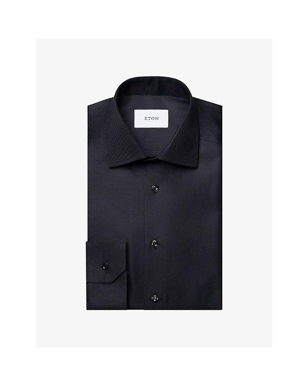 Eton of Sweden Blue Houndstooth Slim-Fit Fine-Twill Shirt for men