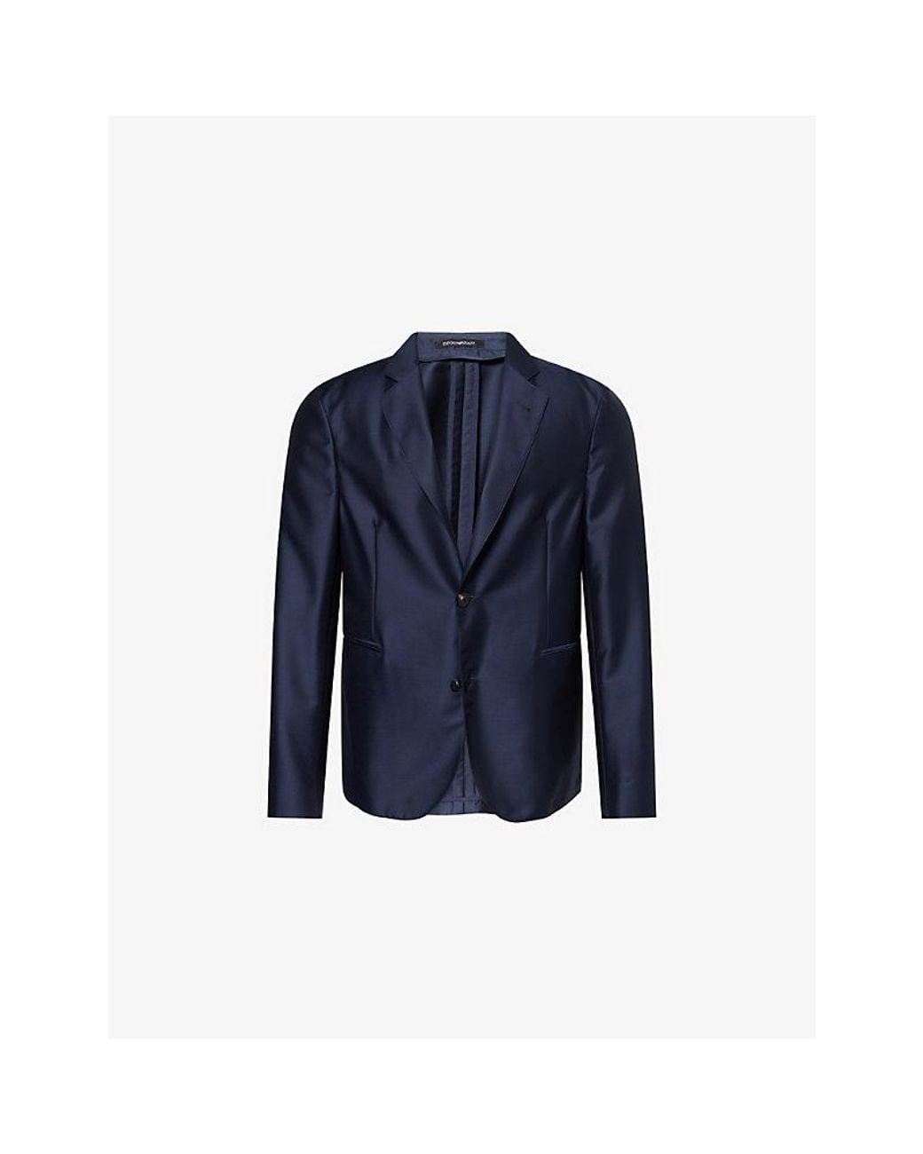 Emporio Armani Blue Tropical Single-Breasted Wool And Silk-Blend Blazer for men