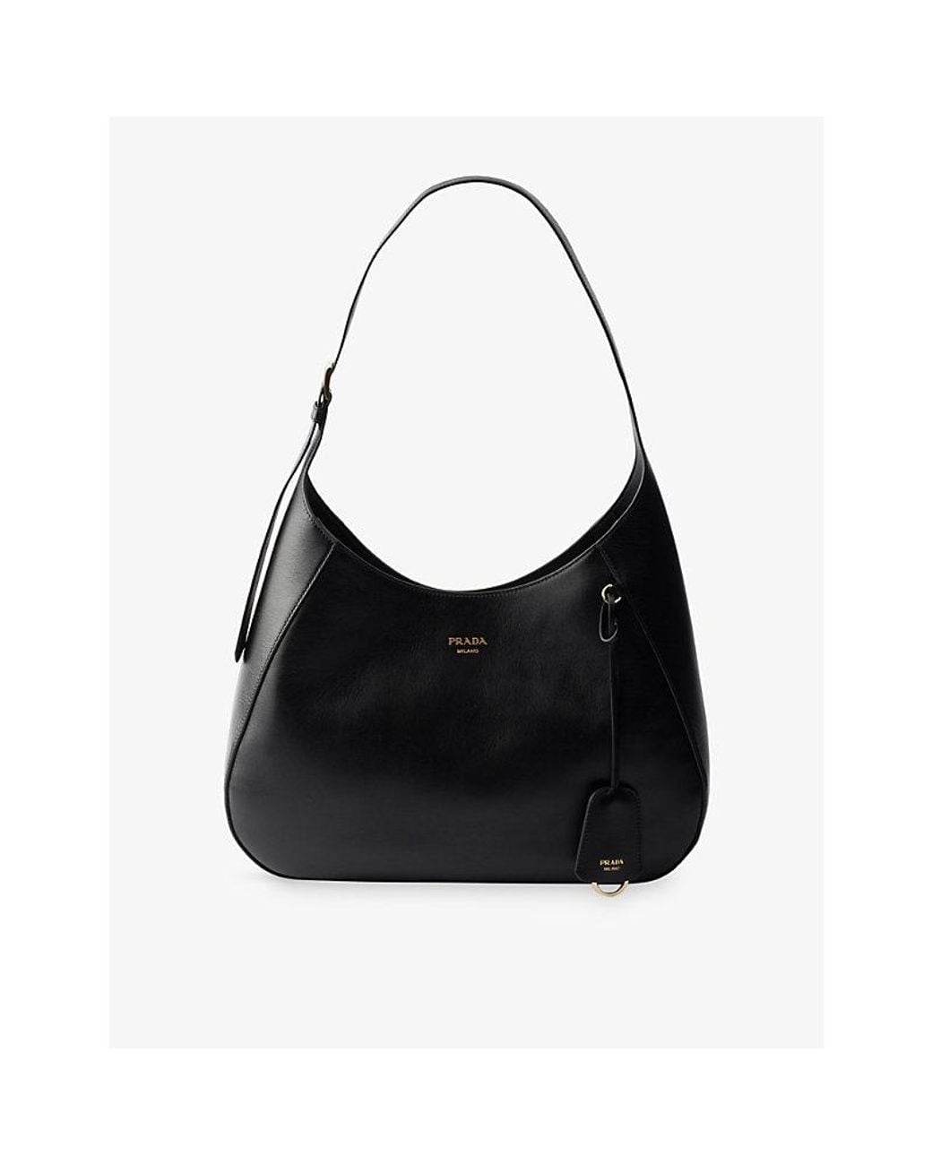 Prada Black Boogie Large Leather Hobo Bag