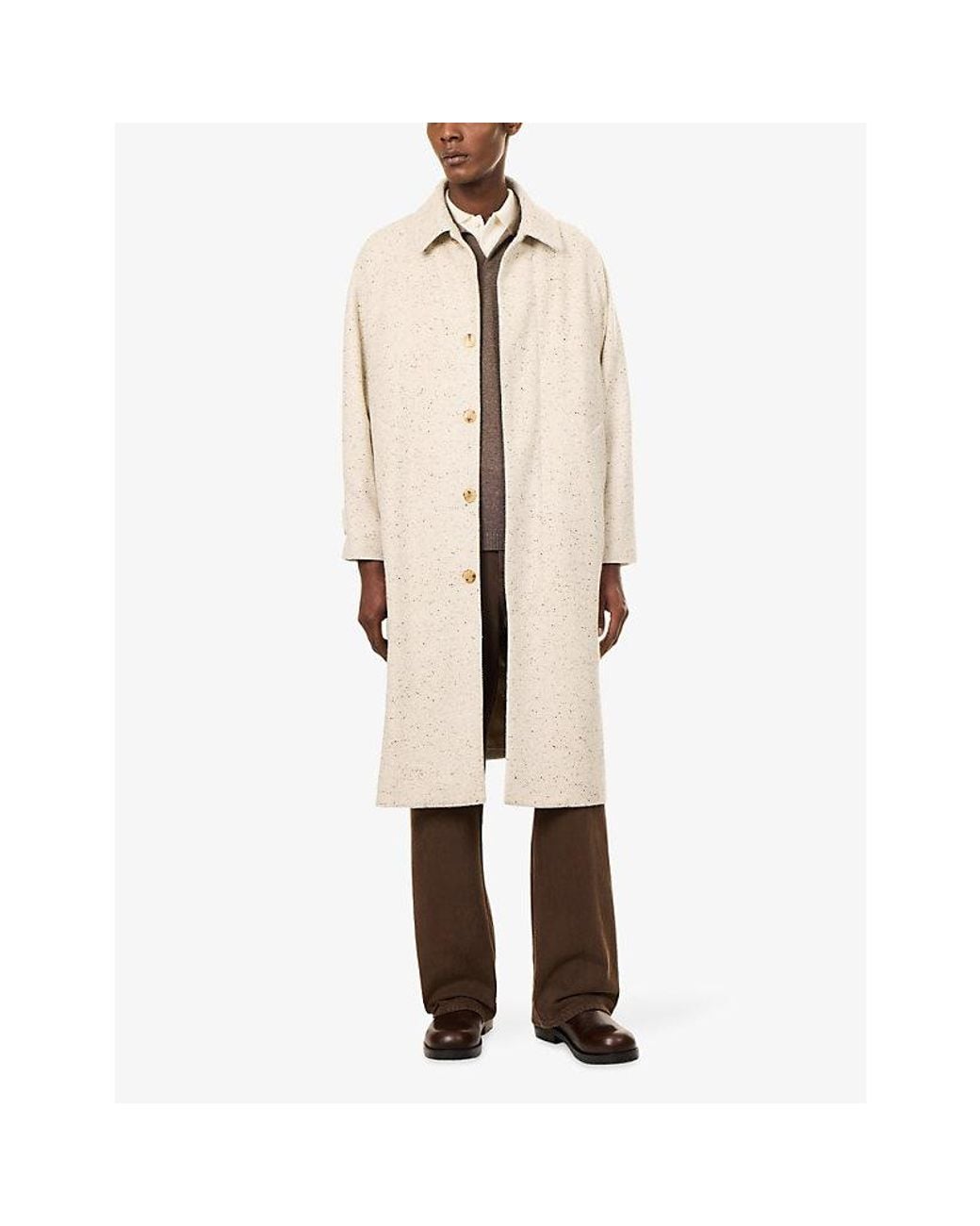 Umit Benan Natural Tribeca Long Brushed Cashmere Coat for men
