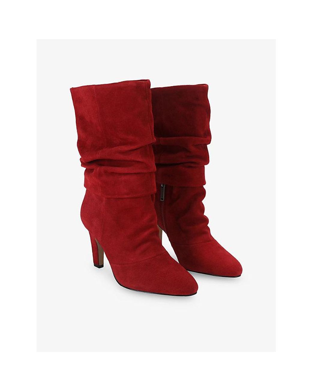 Kurt Geiger Red Elizabeth Slouch Heeled Suede Boots