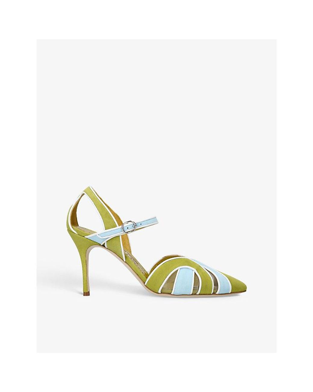 Manolo Blahnik Amr Cut-out Suede And Leather Heeled Courts | Lyst