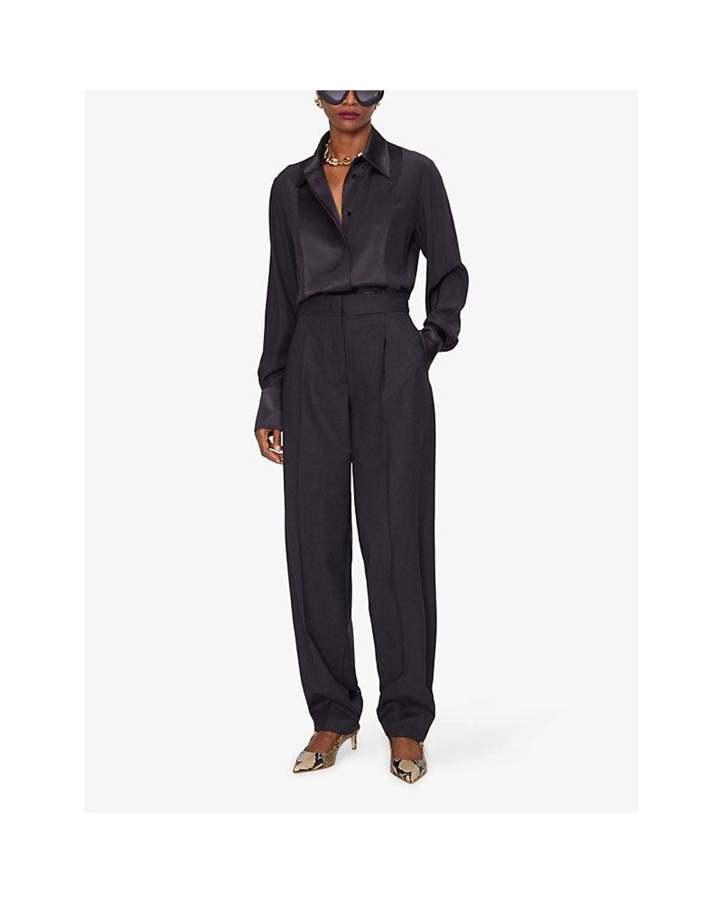 Joseph Black Childs Panelled Relaxed-Fit Silk Blouse