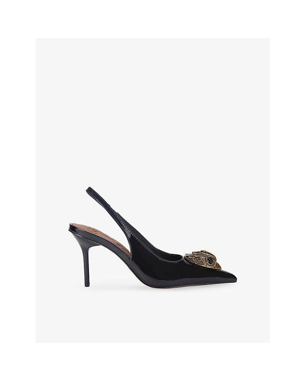 Kurt Geiger Black Belgravia Eagle Patent-Leather Heeled Slingbacks