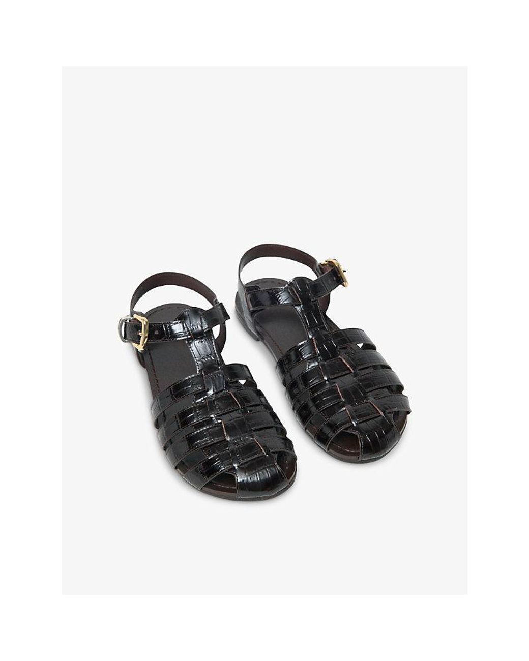 Maje Black Woven Leather Sandals