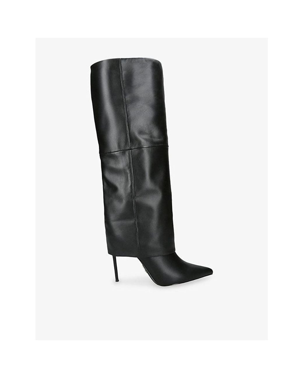 Steve Madden Black Smith Leather Heeled Knee-High Boots