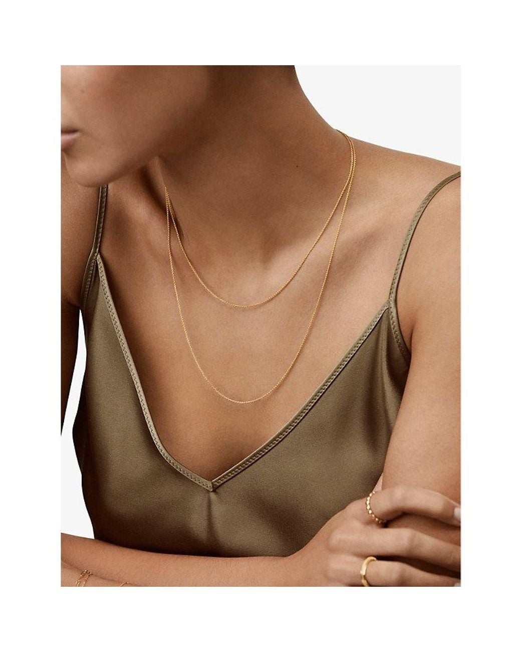 Monica Vinader White Fine 18Ct-Plated Vermeil Sterling- Chain Necklace