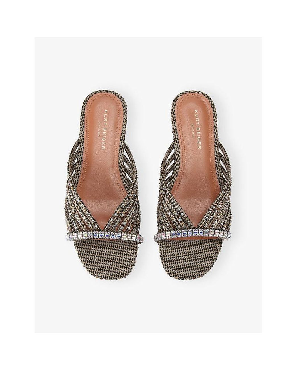 Kurt Geiger Multicolor Crystal Strap Woven Mules