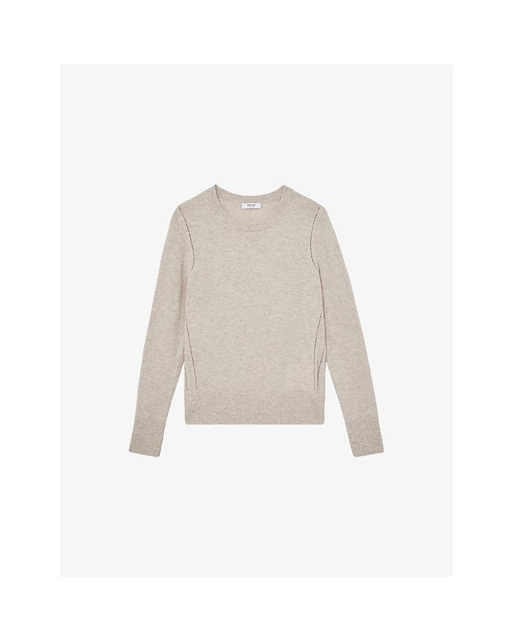 Reiss Anya Open Stitch-Detail Wool-Blend Jumper in White Lyst UK