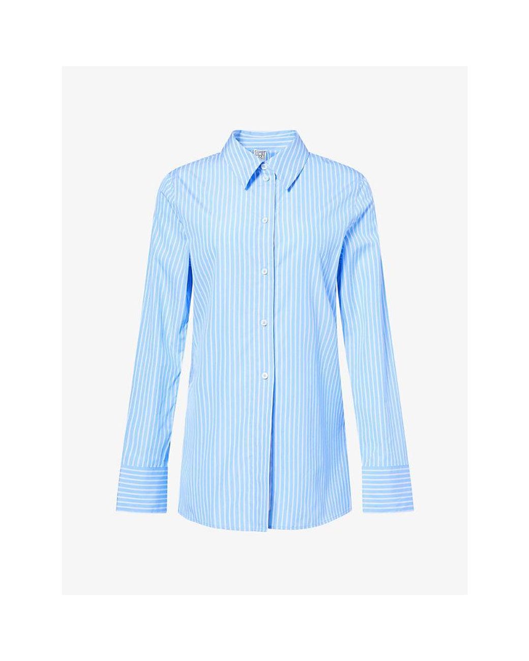Totême Blue Striped Poplin Cotton Shirt