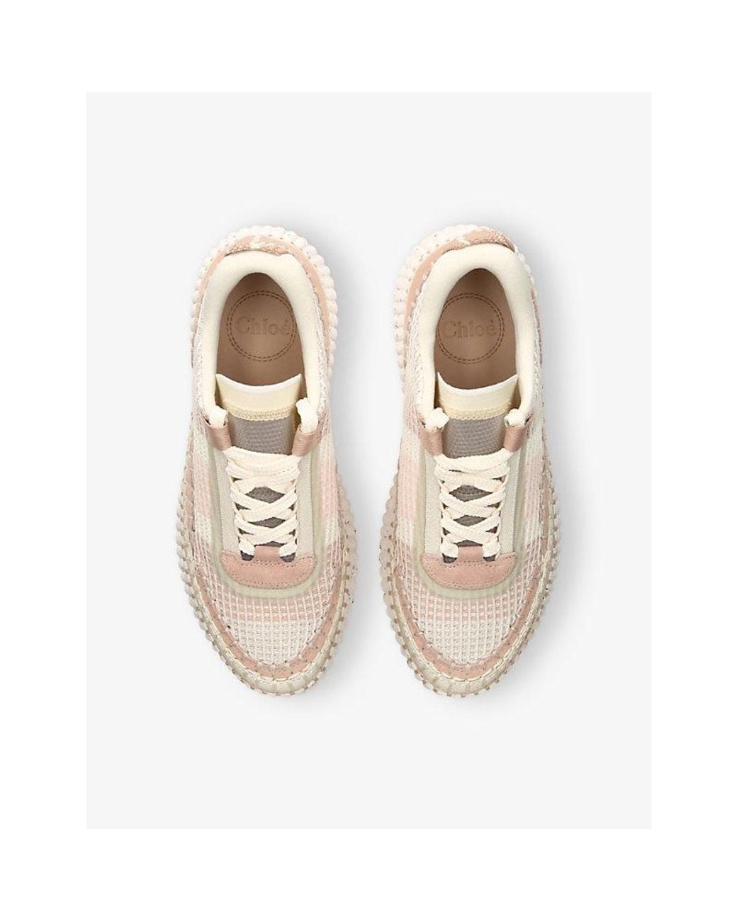 Chloé Natural Nama Mesh And Suede Low-Top Trainers