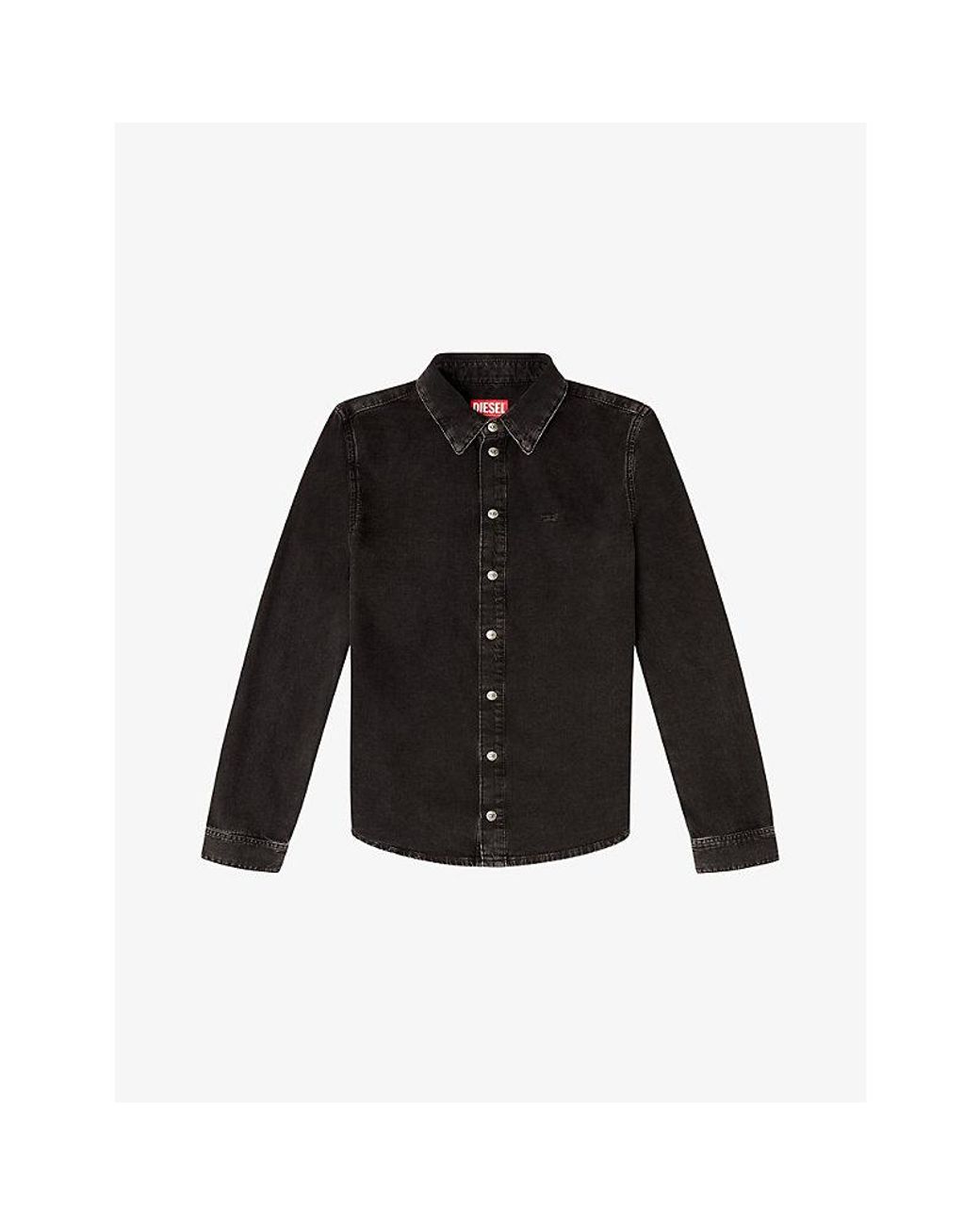 DIESEL Black D-Eazy Logo-Embroidered Denim Shirt