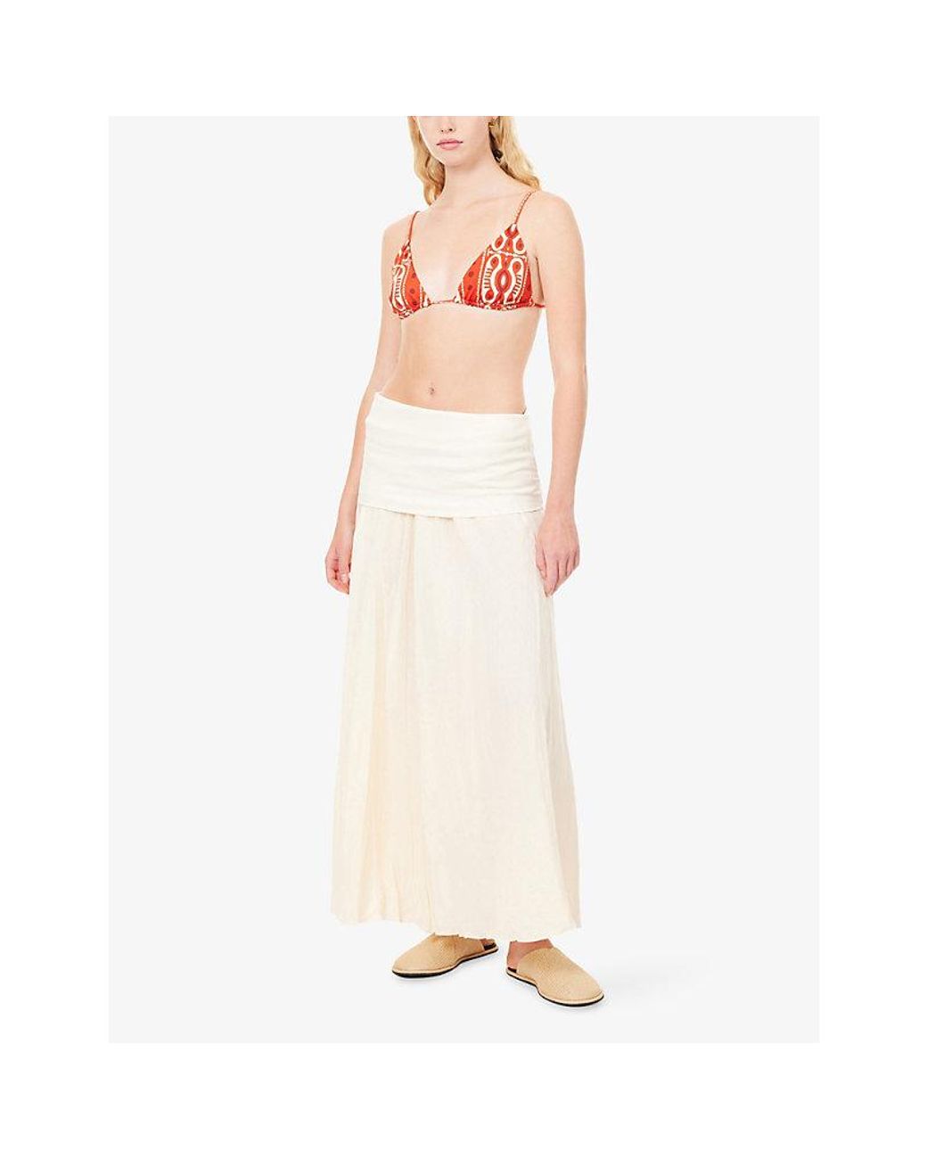 Johanna Ortiz White Light And Sound High-Waist Linen-Blend Maxi Skirt
