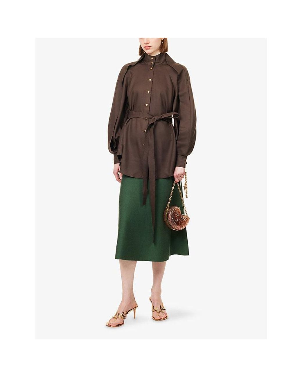 Zimmermann Brown Luna Belted Silk Tunic
