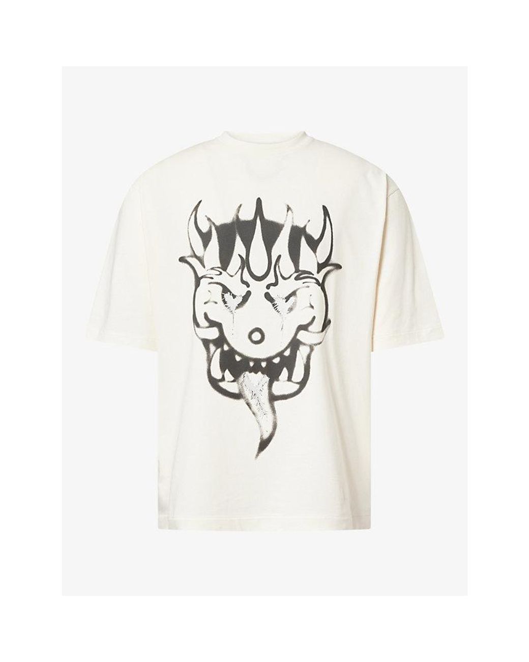 Y-3 White Graphic-Print Short-Sleeve Cotton T-Shirt for men