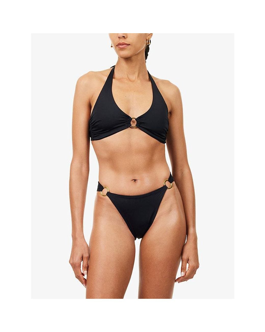 Away That Day Black Sorrento Ruched Bikini Bottoms