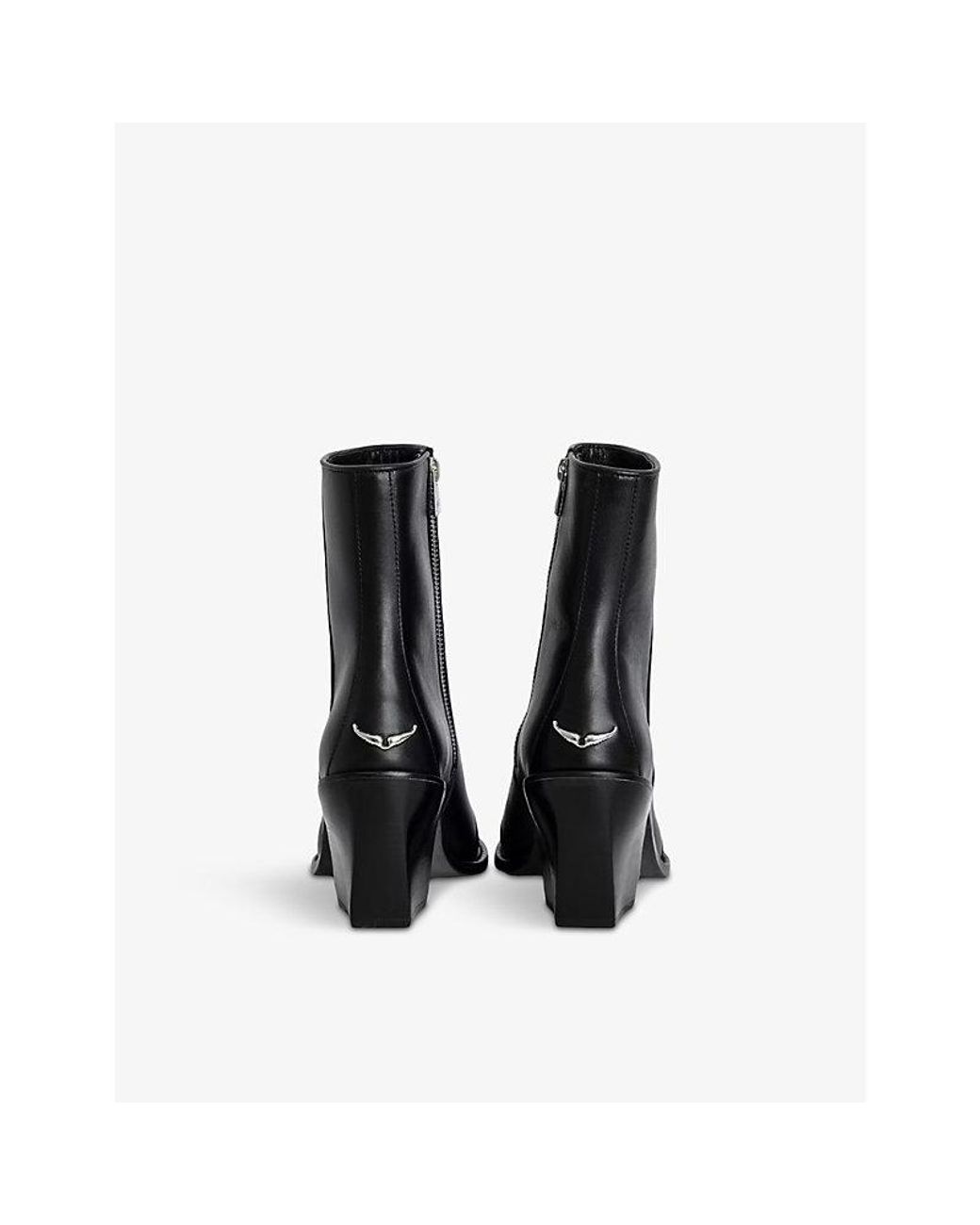 Zadig & Voltaire Black Cara Pointed-Toe Leather Ankle Boots